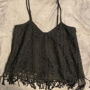 Abercrombie & Fitch Lace Fringe Tank Top